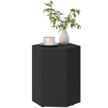 HOMCOM Hexagonal Side Table, Small End Table with 4 Adjustable Feet for Indoor, Outdoor, Black