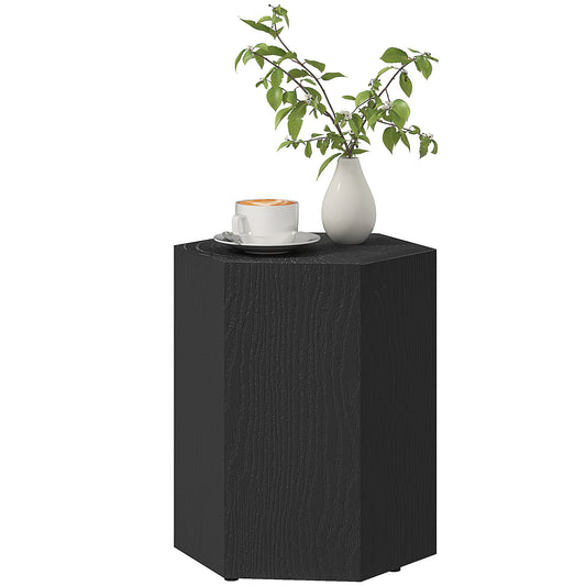 HOMCOM Hexagonal Side Table, Small End Table with 4 Adjustable Feet for Indoor, Outdoor, Black