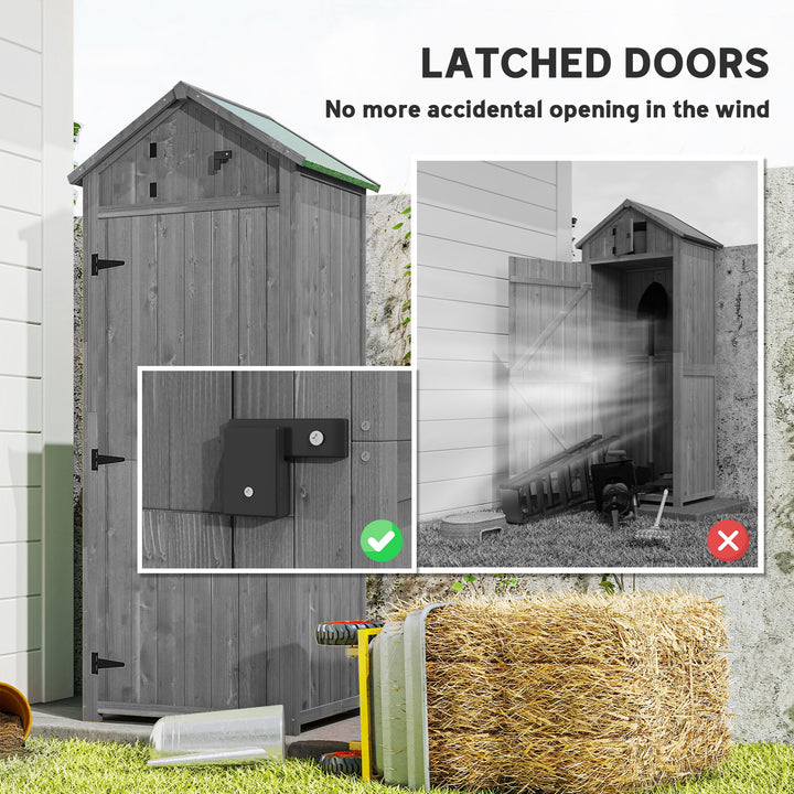 Outsunny 30" x 21" x 71" Garden Storage Shed, Outdoor Tool Utility Storage House  with 3 Tier Shelves and Roof, Blue