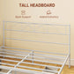 HOMCOM Metal Full Platform Bed Frame with Headboard, Steel Slat Support, Underbed Storage, No Box Spring Needed, Easy Assembly