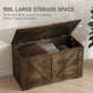 HOMCOM 31.5 Inches Storage Chest, Storage Trunk with 2 Safety Hinges, Wooden Box for Living Room, Black Wood Grain