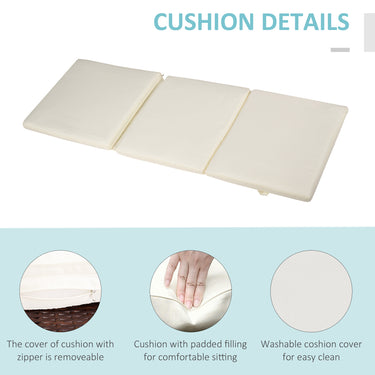 Outsunny Wicker Patio Lounger, Outdoor S Shape Recliners Lounge Chair w/ 5-Level Adjustable Backrest, Soft Padded Cushion for Outdoor Use, Cream White