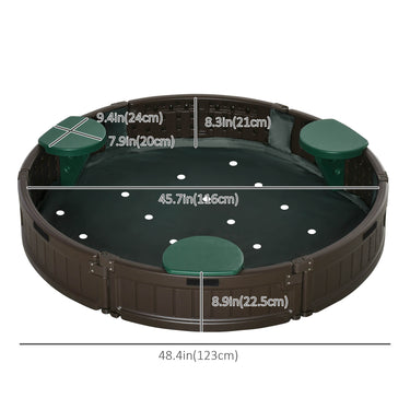 Outsunny Kids Outdoor Sandbox with Cover Waterproof Oxford Canopy, Bottom Fabric Liner, Children Playset for 3-12 years old, Backyard, Brown