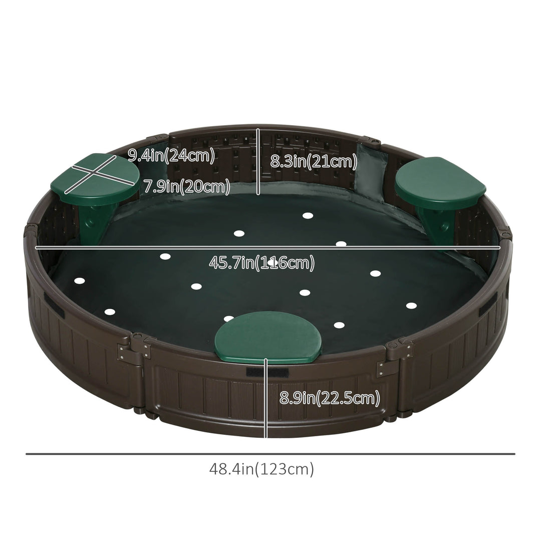 Outsunny Kids Outdoor Sandbox with Cover Waterproof Oxford Canopy, Bottom Fabric Liner, Children Playset for 3-12 years old, Backyard, Brown