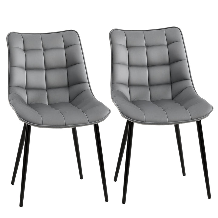 HOMCOM Upholstered Dining Chair Lounge Chair Soft Set of 2 Velvet-Touch Kitchen Reception Living Room Chair with Metal Legs, Grey