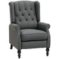 HOMCOM Wingback Reclining Chair with Footrest, Button Tufted Recliner Chair with Rolled Armrests for Living Room, Light Grey
