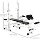 Soozier Bench Press Set Adjustable Weight Bench with Squat Rack, Preacher Curl Pad, Leg Developer and Weight Storage, White