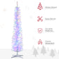 HOMCOM 7' Prelit Christmas Trees, Pencil Artificial Christmas Tree with Colourful Surface Tips, Colourful LED Lights, White