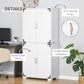 HOMCOM Farmhouse Kitchen Pantry Storage Cabinet with 4 Doors, Kitchen Cabinet with Shelves, White