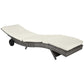 Outsunny Outdoor Adjustable Wicker Chaise Lounge Chair with Cushion & Wheels for Patio, Deck, Poolside, Sky Blue