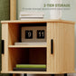 HOMCOM Nightstand Set of 2, Side Table with Shutter Doors, Sofa End Table with Steel Frame, for Bedroom, Living Room, Oak