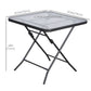 Outsunny 30" Square Outdoor Dining Table, Foldable Patio Table with Umbrella Hole, Water-Grain Glass Top Coffee Table for Balcony, Poolside, Black