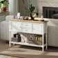 HOMCOM Vintage Console Table with 2 Drawers and Cabinets, Retro Sofa Table for Entryway, Living Room and Bedroom, White