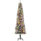 HOMCOM 9ft Prelit Pencil Artificial Christmas Tree, Flocked Xmas Tree with Remote, Dual Colour LEDs, 895 Tips, Metal Stand