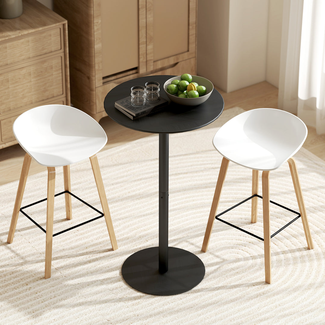 HOMCOM Round Bar Table for 2, Modern Pub Table with Steel Frame, Easy Assembly for Small Space Home Bar Cocktail Bistro, White
