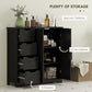 HOMCOM Bathroom Floor Cabinet, Farmhouse Bathroom Storage Cabinet with Adjustable Shelf, Black
