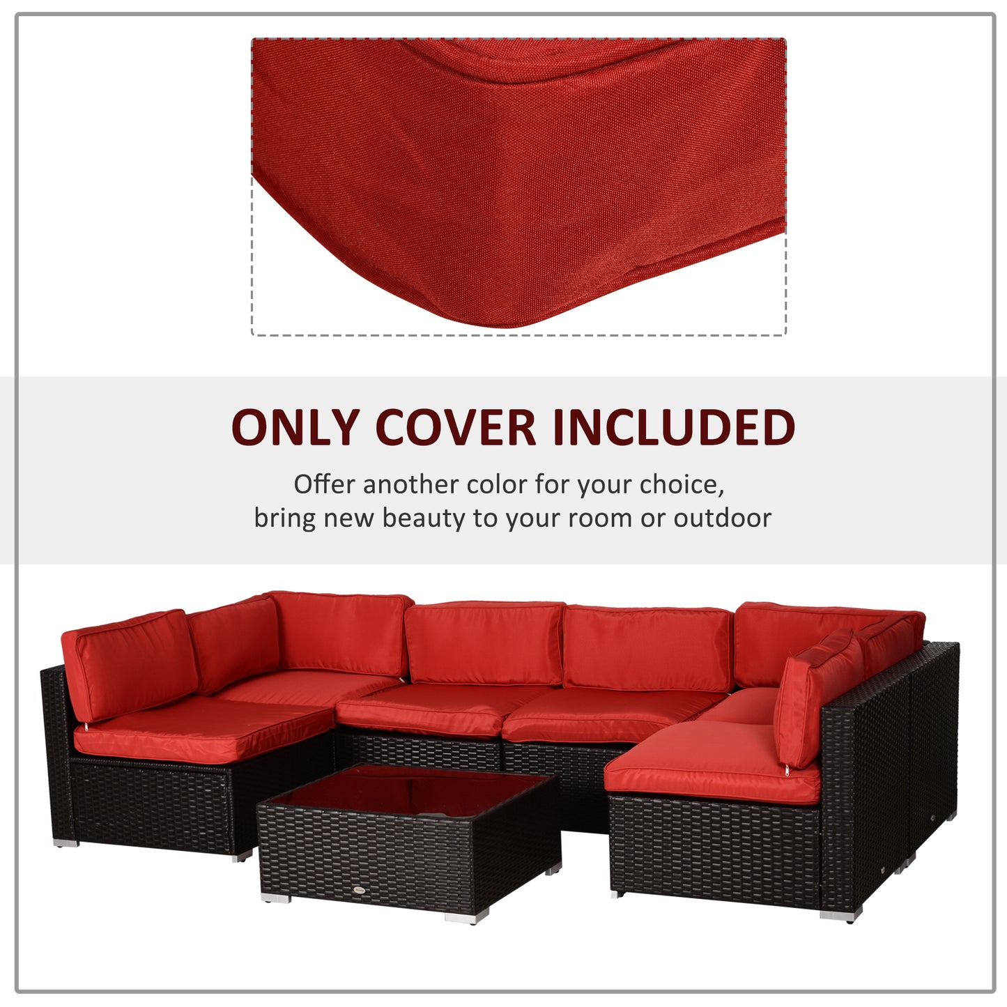 Outsunny Outdoor 14pc Patio Rattan Sofa Set Cushion Polyester Cover Replacement Set - No Cushion Included Beige | Aosom Canada