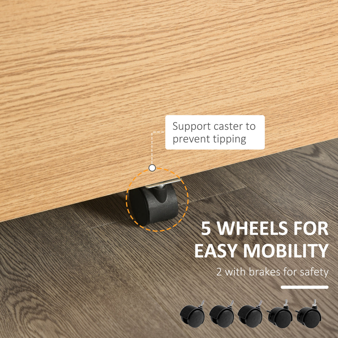 Vinsetto 2 Drawer File Cabinet with Lock and Keys, Mobile Vertical Filing Cabinet with Wheels and Drawers, Home Office Cabinet, White