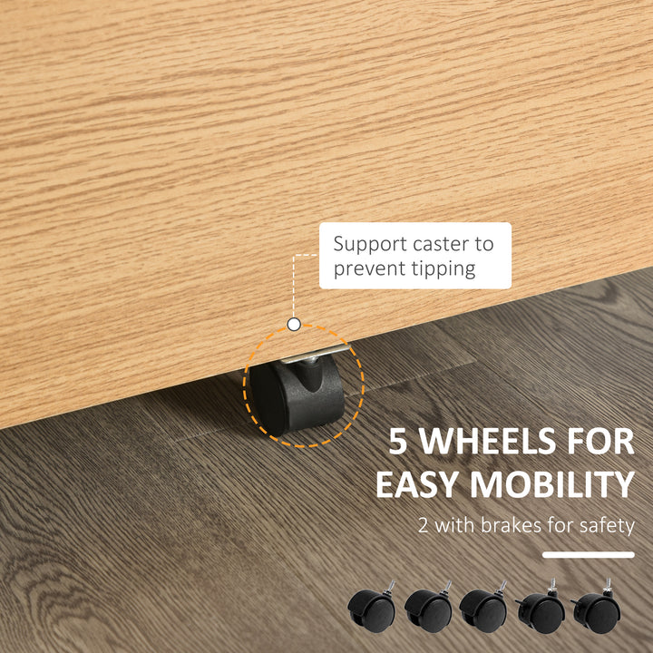 Vinsetto 2 Drawer File Cabinet with Lock and Keys, Mobile Vertical Filing Cabinet with Wheels and Drawers, Home Office Cabinet, White