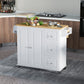 HOMCOM Kitchen Island with Drop Leaf, Rolling Kitchen Cart on Wheels with 3 Drawers, Cabinet, Natural Wood Top, Spice Rack and Towel Rack, White