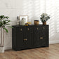 HOMCOM Sideboard Cabinet with 2 Drawers, 4 Barn Doors and 2 Adjustable Shelves, Buffet Table for Living Room, Black