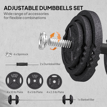 Soozier Adjustable Dumbbell Set, 2 in 1 Weights Dumbbells Set for Home Gym, 112lb Free Weights with Non-Slip Grip