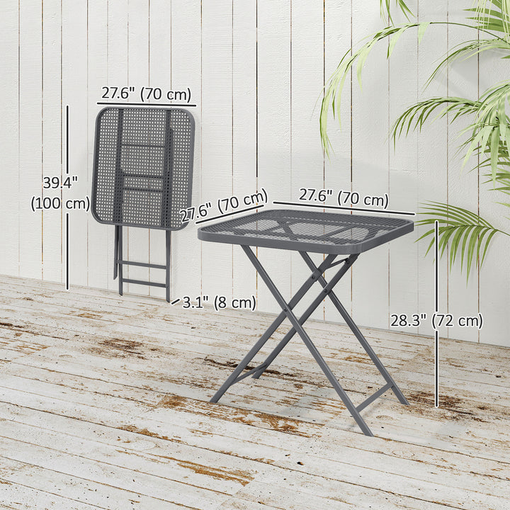 Outsunny 27.5" Square Outdoor Patio Table, Outdoor Folding Table with Grid Rattan-Like Top for Camping, Picnic, Black