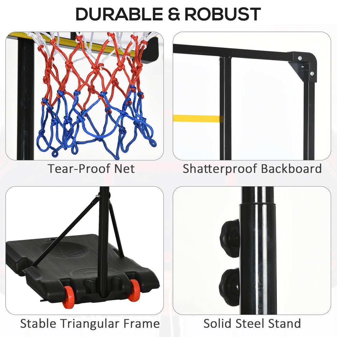 Soozier Adjustable Basketball Hoop and Basketball Stand w/ Sturdy Backboard and Weighted Base, Portable on Wheels