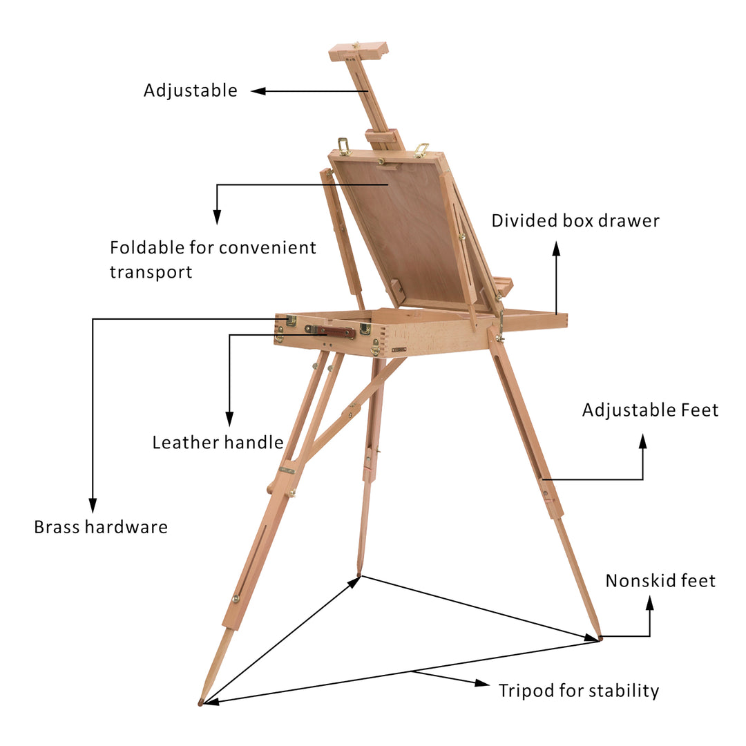 HOMCOM Folding Wood French Artists Easel Set Portable Art Painters Tripod Sketch Craft