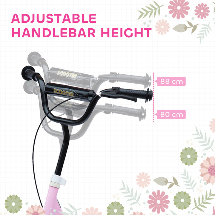 HOMCOM Kids Scooter Street Bike Bicycle for Teens Ride on Toy w/ 12'' Tire for 5-12 Year Old Pink