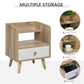 HOMCOM Bedside Table with 2-tier Shelf and Drawer, Side End Table with Storage for Living Room, Bedroom, Natural