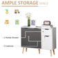 HOMCOM 35" Sideboard Storage Cabinet with Drawer, White and Grey