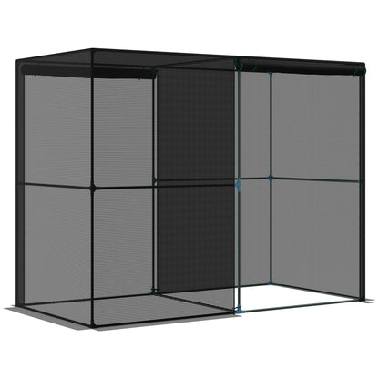 Outsunny 94.5''x47.25''x 72.75'' Heavy Duty Outdoor Greenhouse W/ Frame Garden Planting Warm House With Roll-Up Zipper Doors for Seedlings, Herbs, or Flowers , Black