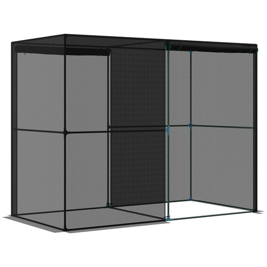 Outsunny 94.5''x47.25''x 72.75'' Heavy Duty Outdoor Greenhouse W/ Frame Garden Planting Warm House With Roll-Up Zipper Doors for Seedlings, Herbs, or Flowers , Black