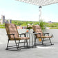 Outsunny Folding Rocking Chair Set of 2 Padded Rockers with Armrest, Light Brown