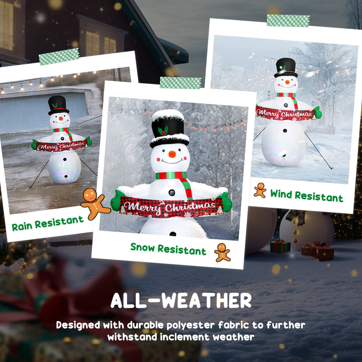 Outsunny 7FT Christmas Inflatables Snowman with Motion-Activated Music and Projector LED Light, Blow Up Inflatable Decoration