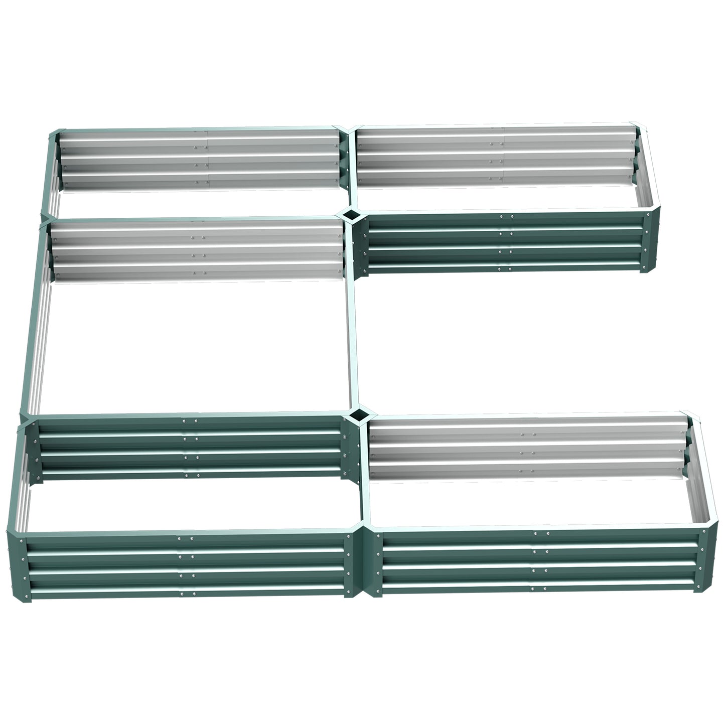 Outsunny Steel Raised Garden Bed, Set of 5 Large Box Planters for Outdoor Plants Vegetables Flowers Herbs, 8x8x1ft, Green