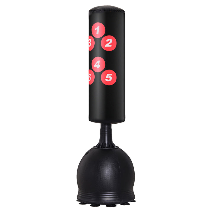 Soozier 65" Freestanding Boxing Punching Bag with Refilled Base and Suction Cups, Black