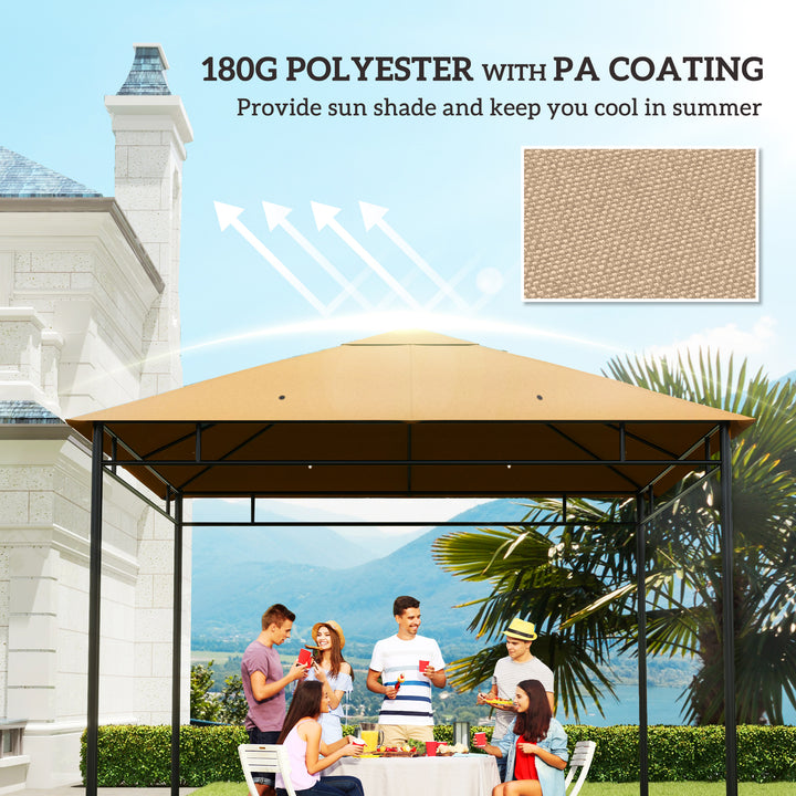 Outsunny 10' x 10' Square Gazebo Canopy Replacement UV Protected Top Cover Sun Shade Coffee