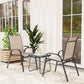Outsunny Outdoor Bistro Set of 3, 3-Piece Patio Set with Breathable Mesh Fabric, Stackable Chairs and Square Table, Brown
