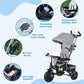 Qaba 6 in 1 Toddler Tricycle Stroller with Basket, Canopy, 5-point Safety Harness, for 12-60 Months, Blue