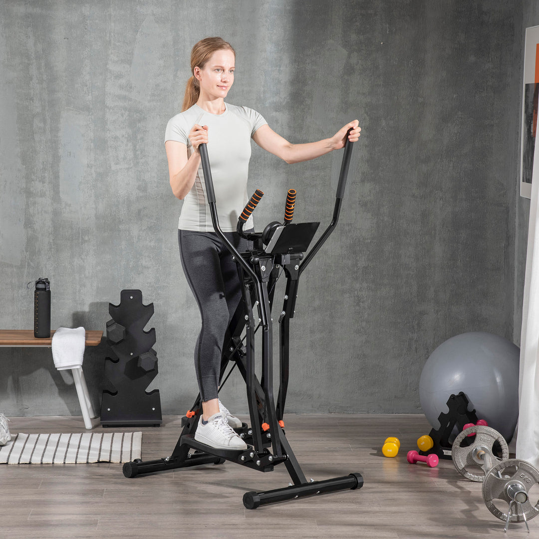 Soozier Gazelle Glider Air Walker Exercise Machine Elliptical Trainer with Four Resistance Levels, LCD Monitor, Heart Rate Sensor, Two Wheels