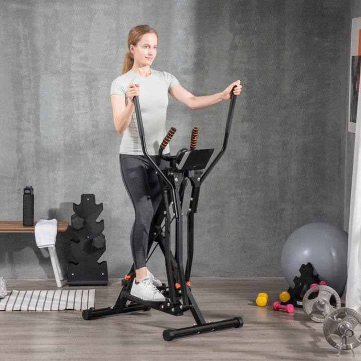 Soozier Gazelle Glider Air Walker Exercise Machine Elliptical Trainer with Four Resistance Levels, LCD Monitor, Heart Rate Sensor, Two Wheels