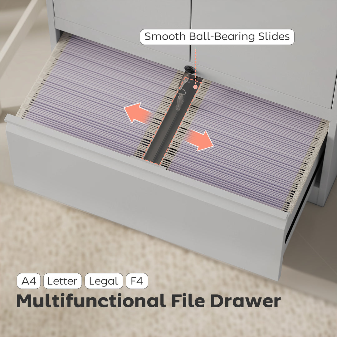 HOMCOM Lateral Filing Cabinet, Metal Storage Cabinet, Garage Cabinet with Double Locks, Adjustable Shelf and File Drawer, Black