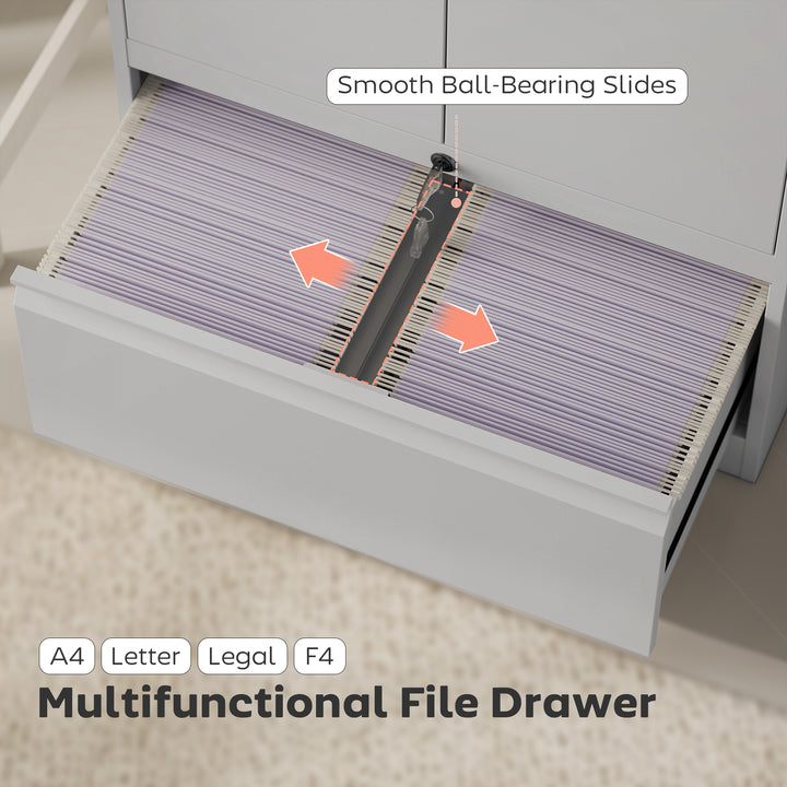 HOMCOM Lateral Filing Cabinet, Metal Storage Cabinet, Garage Cabinet with Double Locks, Adjustable Shelf and File Drawer, Black