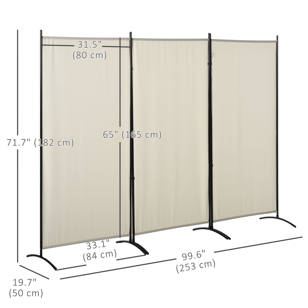 HOMCOM 6' 3 Panel Room Divider, Double Hinged Folding Wall Divider, Indoor Privacy Screen for Home Office, Beige