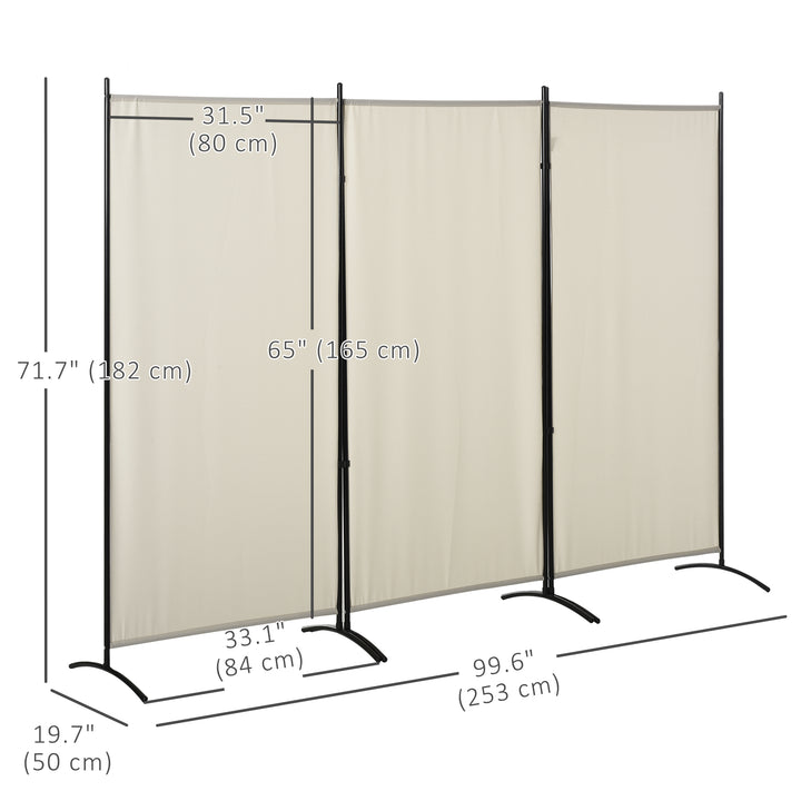 HOMCOM 6' 3 Panel Room Divider, Double Hinged Folding Wall Divider, Indoor Privacy Screen for Home Office, Beige