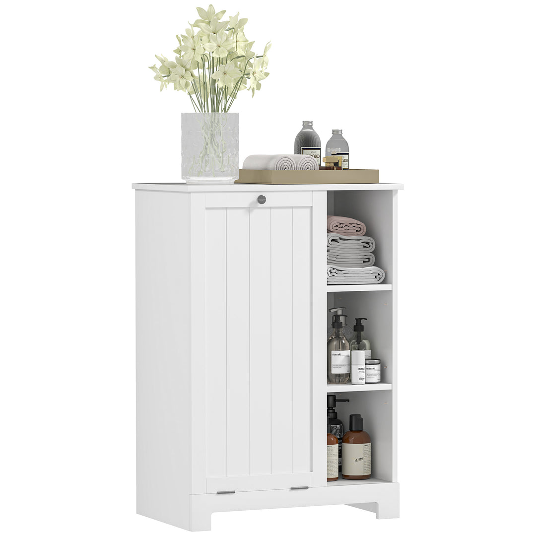 HOMCOM Laundry Cabinet with Removable Basket, Tilt Out Laundry Hamper with Adjustable Shelf and Open Compartments, White