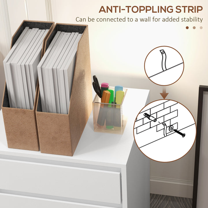 HOMCOM 4 Drawer File Cabinet, Vertical Filing Cabinet with Wheels, Modern Printer Stand for Home Office, White