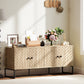 HOMCOM Sideboard Buffet Cabinet with 2 Adjustable Shelves and Steel Base, TV Stand, Coffee Bar Cabinet for Living Room, Oak
